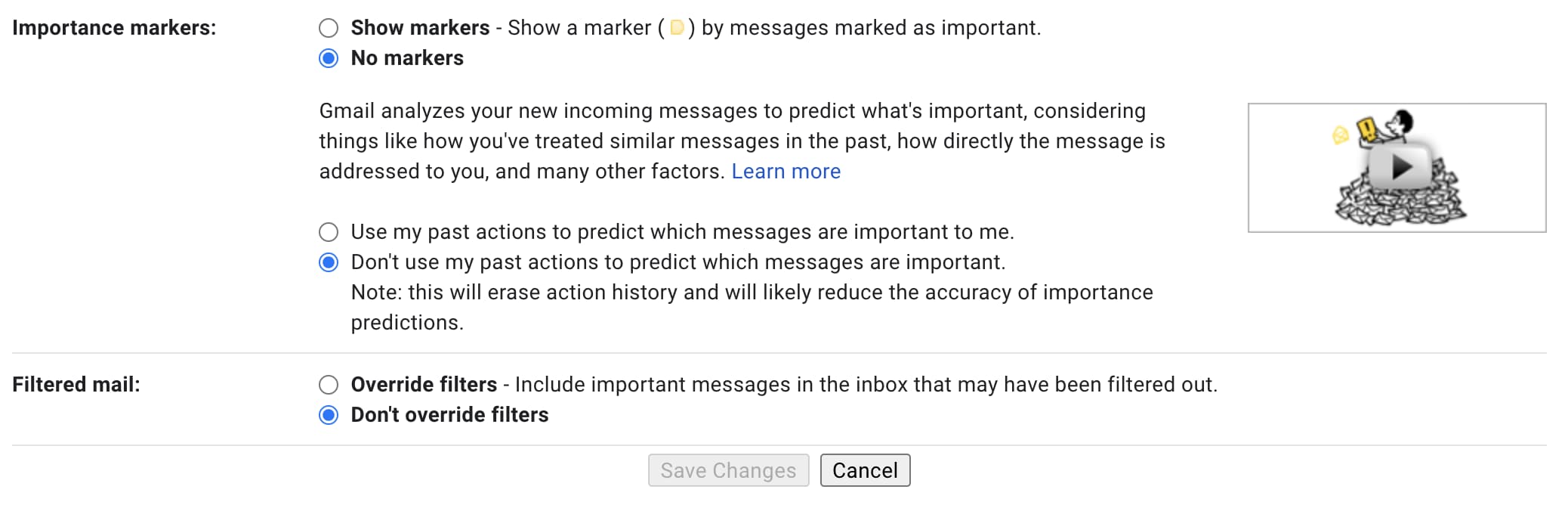 Gmail importance markers