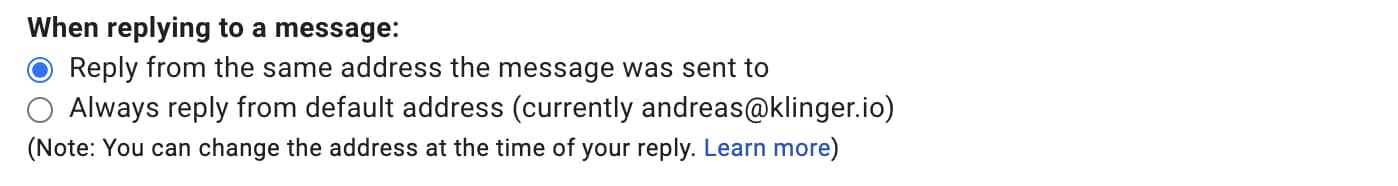 Gmail reply address
