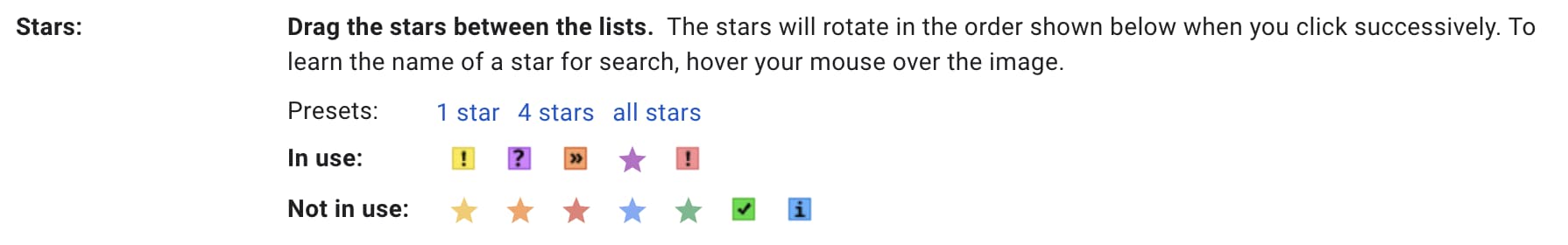 Gmail stars